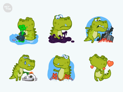 可爱小鳄鱼表情动画