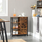 Amazon.com: VASAGLE LOWELL Storage Cabinet, Cupboard, Multipurpose Cabinet, 3 Open Shelves and Closed Compartments, for Kitchen, Living Room, Bedroom, Industrial, Rustic Brown and Black ULSC74BX: Furniture & Decor