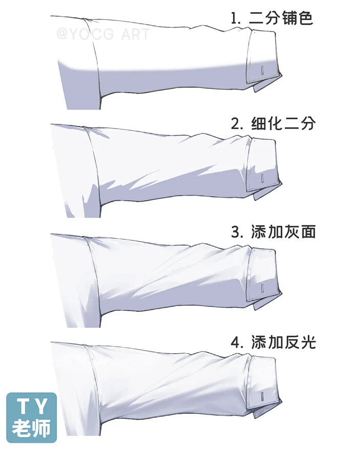 【干货教程】袖子褶皱的绘画步骤