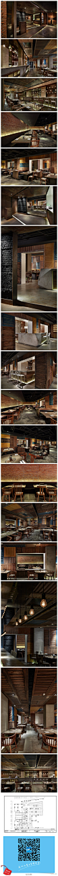 中国上海烧肉达人日式烧烤店】餐厅面积350平方米，Golucci国际设计理念是以“当代老上海风格”，再生木材与原始红色的砖块被用于重塑和装饰，呈现出一个斑驳的色彩墙，加上烧烤店的炭，完全符合烧烤餐厅品牌的展示形象和特点，集合了简单和复杂、传统和现代的方法来展示一个丰富多彩的室内空间
