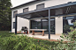 Amazing patio and modern house stock photo