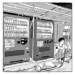 插画师k_z_i_t_的一组黑白色调故事插画 ​​​​