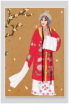 经典优雅中国风国潮手绘戏曲插画