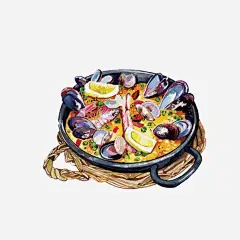 彩绘美味海鲜饭高清素材 设计图片 页面网页 平面电商 创意素材 png素材