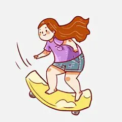 手绘可爱女孩滑板设计元素