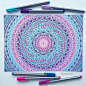 Love the teal, pink, purple and blue of this mandala design, so bright! Great for mindfulness this coloring in! Repin this for later.: 