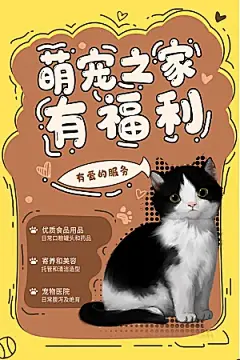 宠物店美容领养服务手机海报