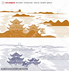 岳阳楼矢量图案