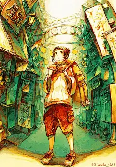 日本插画师紅木春的作品，温暖复古插画风