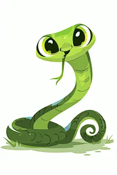 AI数字艺术蛇年可爱小青蛇插画