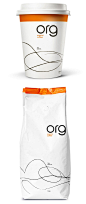 Org Organic有机咖啡橙白麻袋包装设计-自然的调色板，一个美丽的手工绘制的线条，表达纯洁和淳朴 #采集大赛#