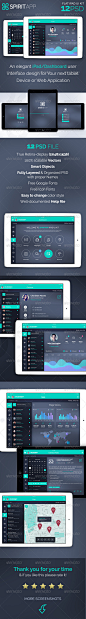 SpiritApp - Flat iPad App UI Kit - User Interfaces Web Elements