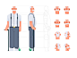 Grandfather character identity tutorials tutorial old suspender style development face stands grandfather man design character illustration flat vector
