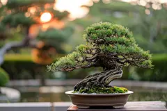 罗汉松盆栽植物高清图片