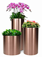 溪柚花器 圆柱形不锈钢花盆组合 大型落地金属花器 创意花钵花瓶-tmall.com天猫