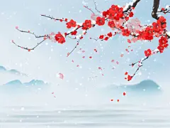 古风冬日红梅冬天原创插画素材古风 节日 冬日 红梅 雪 自然风光 节日节气 冬季 冬天 风景插画 风景 中国风 水彩 水墨 古风插画 梅花插画 冬天插画 梅兰竹菊