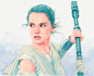 Rey (Star Wars) watercolor : Rey (Daisy Ridley) from Star Wars, watercolor illustration. A3 size