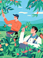 Character design  Coffee Digital Art  Drawing  graphic design  ILLUSTRATION  Landscape Nature Packaging print