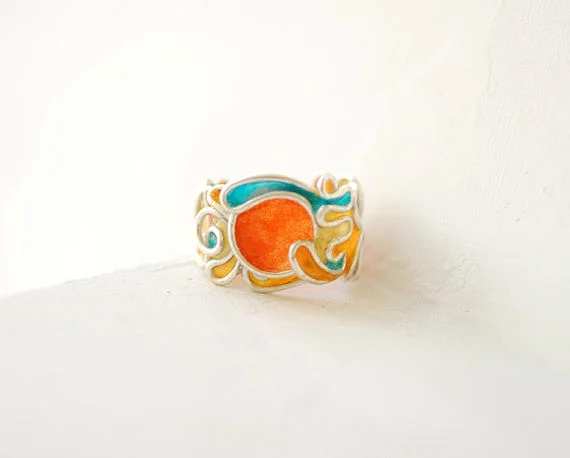 预定 设计师原创手工 925纯银定制戒指 日出