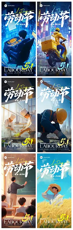 光影感劳动者群像场景海报
