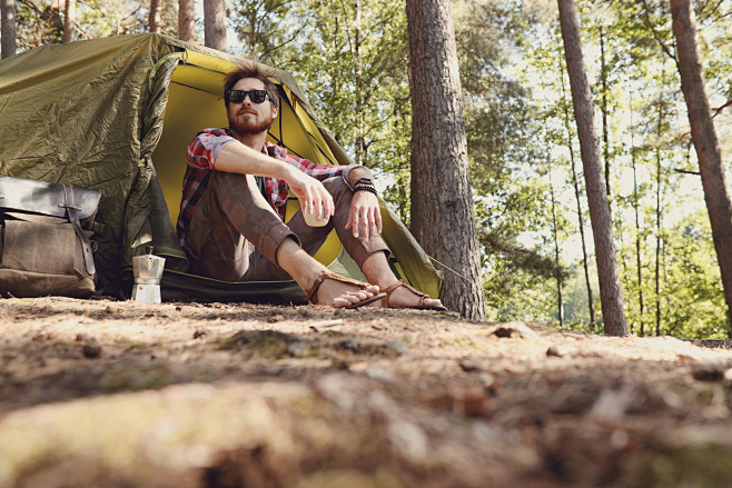 man-hiking-forest