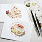 Gourmet in Watercolor : A series of food and beverages illustrated by watercolor on paper