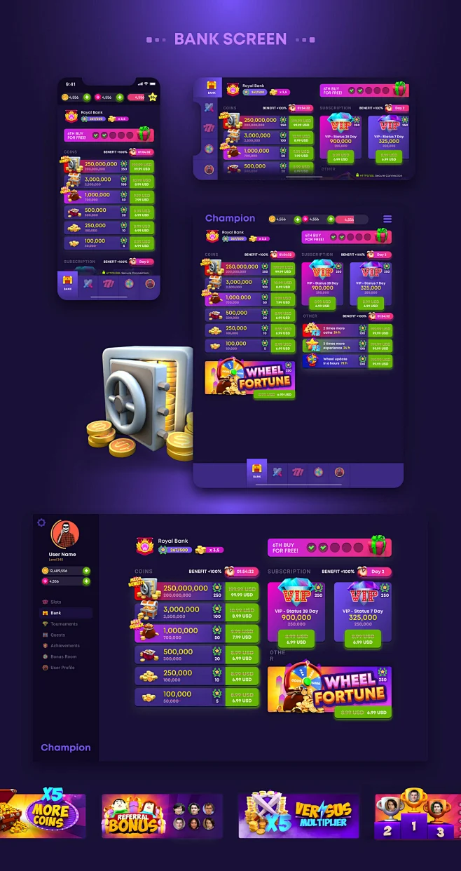 3D model casino crosplay gambling game prototype Slots UI uikit ux-花瓣网