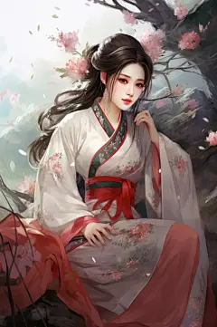 AI数字艺术新中式中国风美女人物插画-众图网