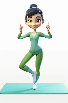 AI数字艺术可爱女孩运动锻炼人物模型