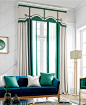 定制米白色配绿色新中式风格窗帘成品轻奢风样板房软装布艺筑室-淘宝网