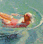 画家Matthew Davis用画刷把油彩慢慢滴到画布上，等颜色干了以后再添加新的图层。

最后就有了下面这些超现实主义的油画。