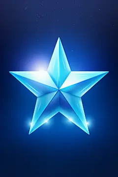 蓝色发光明亮五角星钻石材质轴对称图片