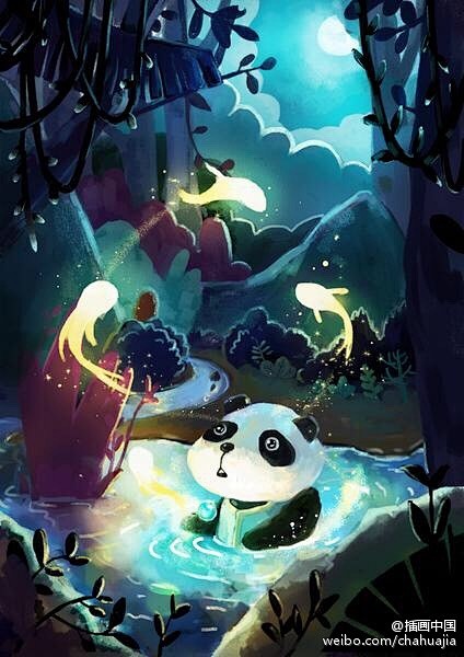 泡温泉~奇遇    插画中国”中画学院“...