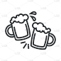 线图标碰杯与啤酒