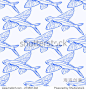 Flying Fish Seamless Vector Pattern in blue and white