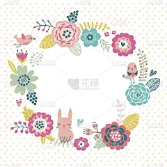 花的背景，贺卡上有花和鸟