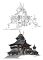 House design, Pengzhen Zhang : The story is this house belong to a traveler from far east but located in a fantasy world . So the architectural style contains both european style and oriental style.Hope the steps are useful.