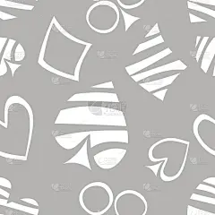 无缝矢量模式与图标的扑克牌。灰色背景与手绘符号。装饰重复点缀。系列游戏和赌博无缝矢量模式。