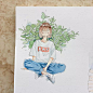 日本一位插画家@ikedda /イラストレーター，她平时无聊的时候就喜欢坐在小庭院里，品着茶，吃着甜点，然后拿出一本普通的日记本在上面画画。