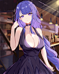 boobs, purple hair, long hair, big boobs, Genshin Impact, Raiden Shogun (Genshin Impact), purple eyes, purple dress, braided hair, choker | 3282x4093 Wallpaper - wallhaven.cc