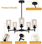 Black Chandelier, LWYTJO 5 Lights Modern Farmhouse Chandeliers with Clear Glass Shades, Dining Room Light Fixture, Industrial Large Ceiling Hanging Pendant Light for Living Room,Bedroom,Kitchen,Foyer - - Amazon.com