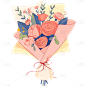 植物通用清新插画包装花束元素素材