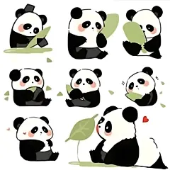 简约熊猫表情包素材图AI图