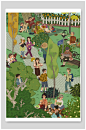 校园公园人物夏日插画素材