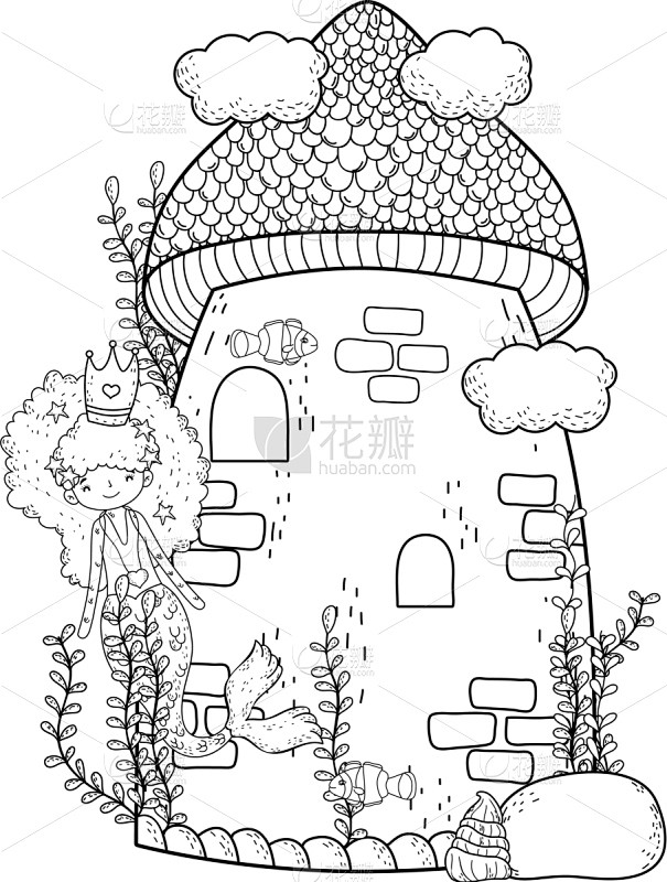 水下,美人鱼,城堡,可爱的,秘密,公主,...