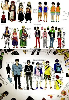 #SAI资源库#京阿尼Free的官设图，从衣服到配饰的配色、款式看似简单又不失时髦呢~自己收藏，转需吧（来源于：半次元绘画频道 ）