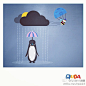 下雨天，想要幫你把壞天氣和壞心情統統都拖走。#插画# #原创# #可爱# #下雨# #天气# #动物# #企鹅# #蜜蜂# #乌云# #雷雨#