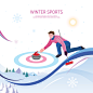 tid265t000427 冰壶比赛 滑冰滑雪 冰雪天地 运动插图插画设计AI