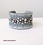 Bead embroidery cuff bracelet with freshwater by jewelrywithsoul