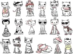 卡通猫  - 源文件下载【酷图网】卡通,漫画,手绘,logo,吉祥物,卡通吉祥物,动物,卡通动物,卡通人物,人物,印花,卡通印花,印花图案,T恤图案,热转印,卡通猫,猫,小猫,卡通小猫,猫咪,卡通猫咪,橘猫,卡通橘猫,钓鱼,花猫,